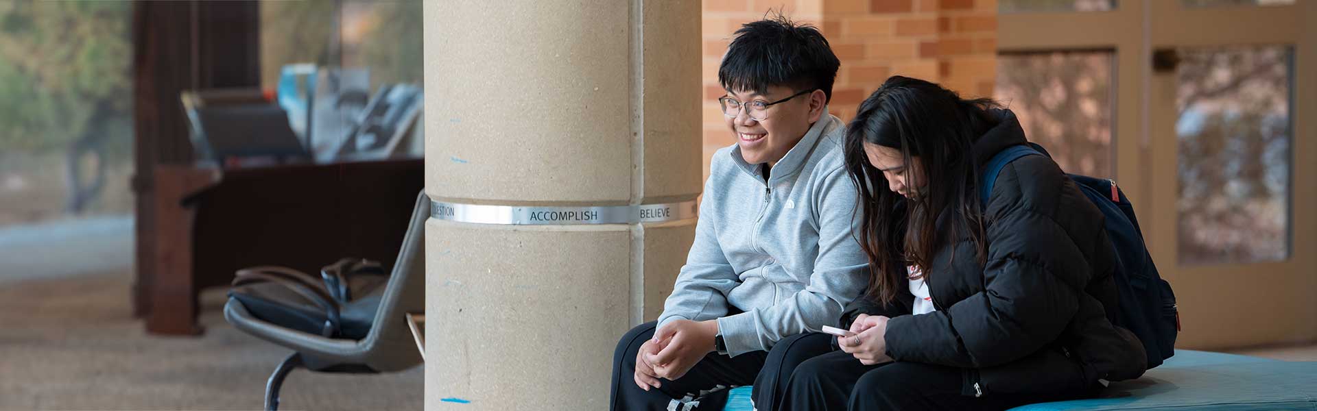 Students enjoying a moment in the commons
