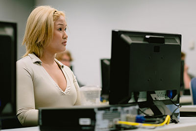 Student listening in class