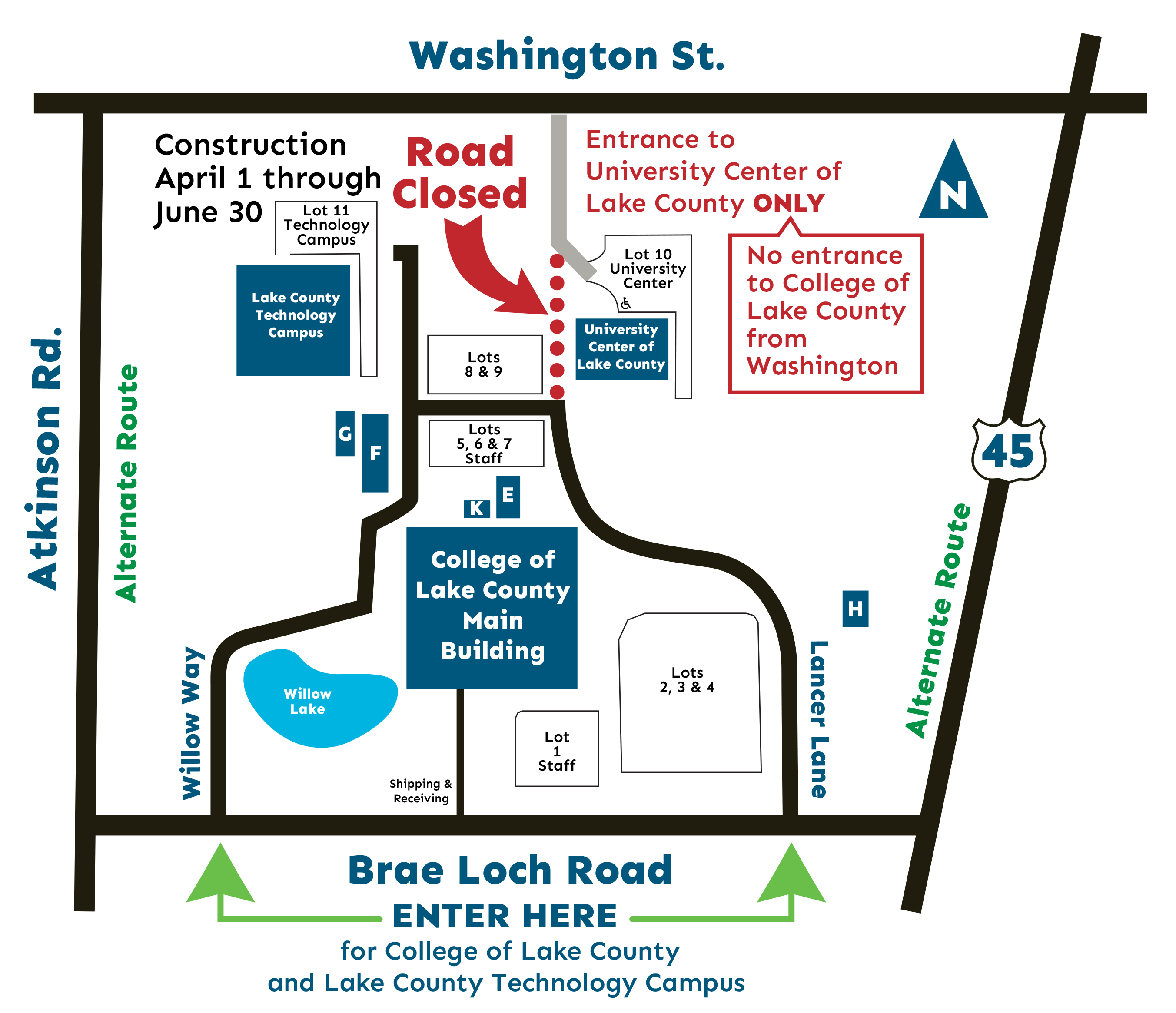 Map of the construction routes