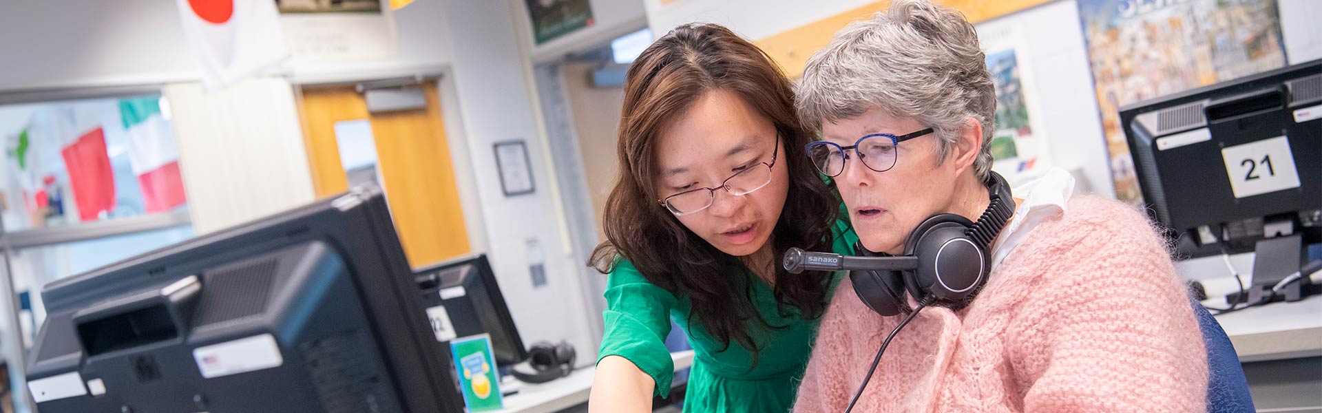 Professor helping student