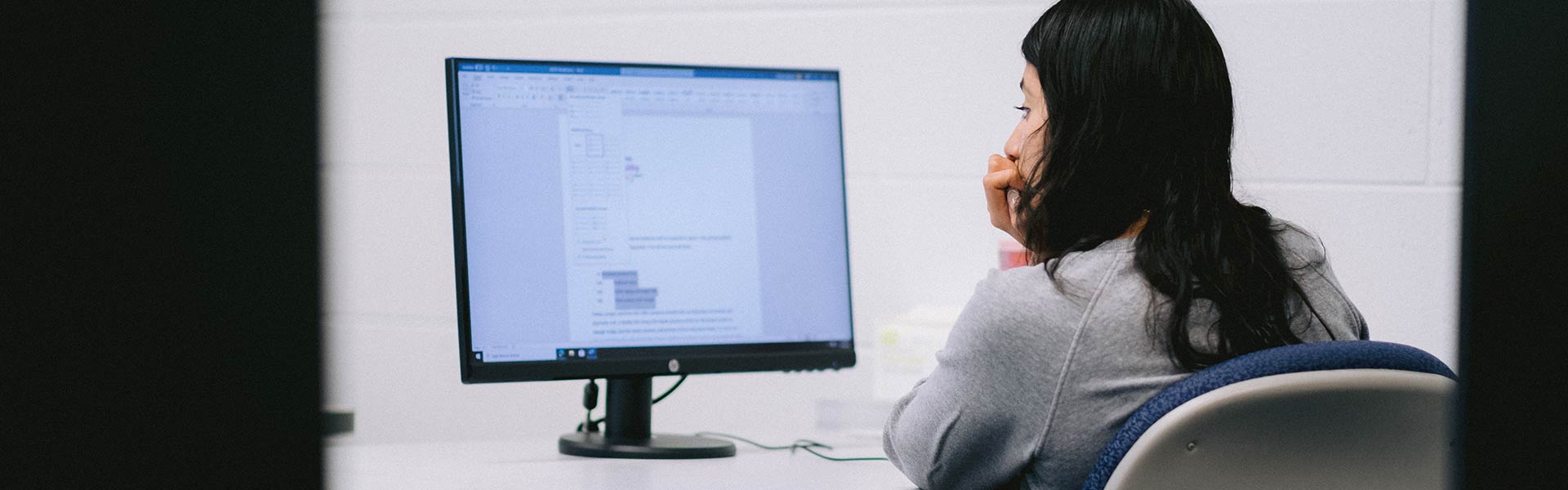Student works on computer