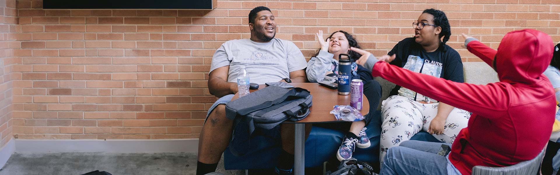 Students relaxing and having fun conversation