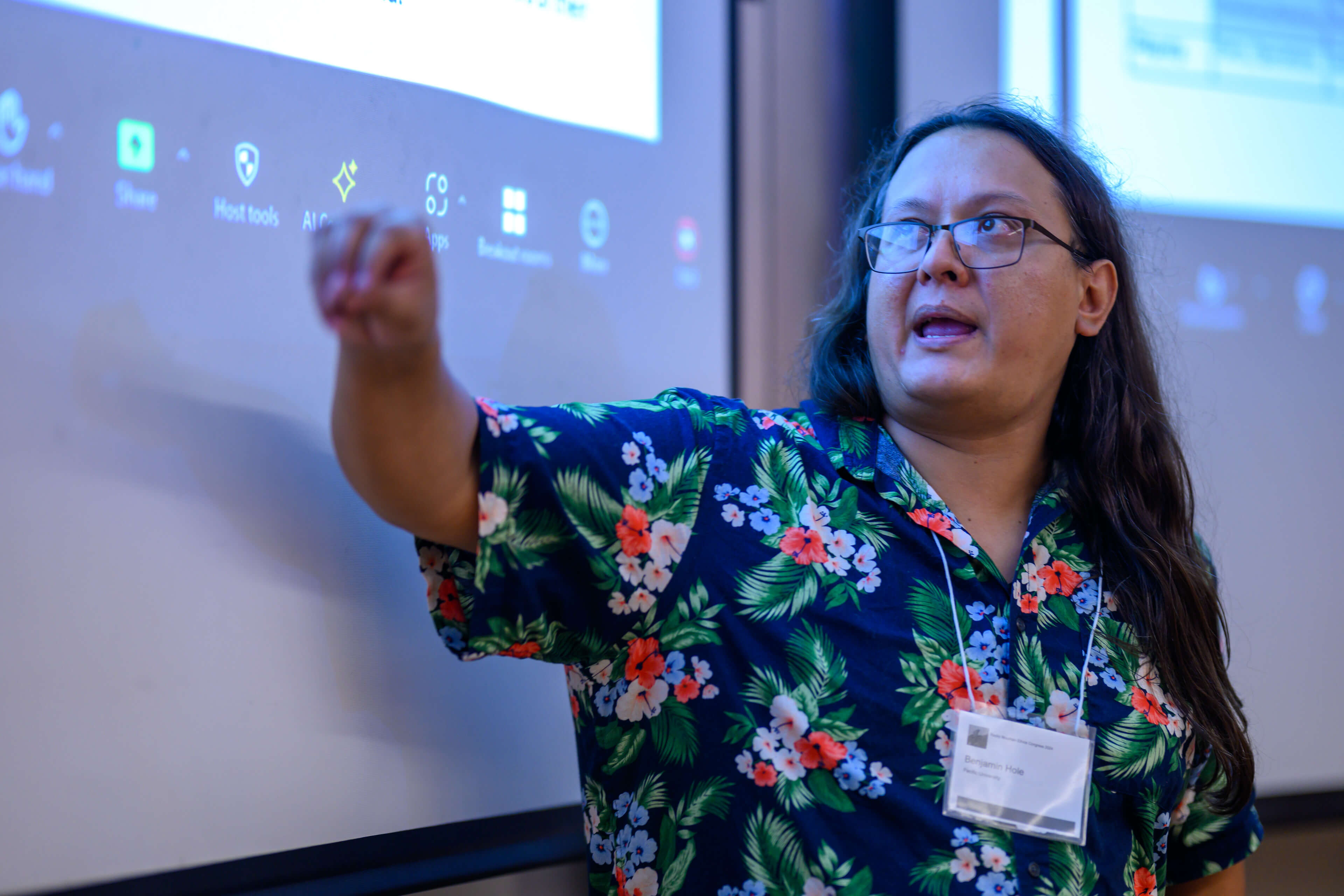 Hole presenting his research at the conference