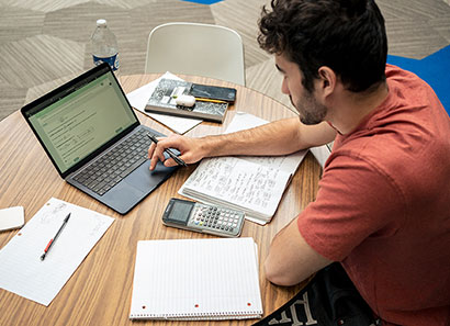 Photo of student studying