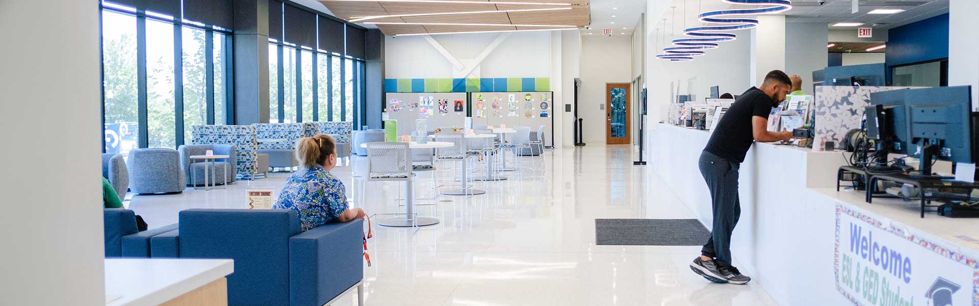 Students at the Welcome and One Stop Center, Lakeshore Campus, Waukegan, IL