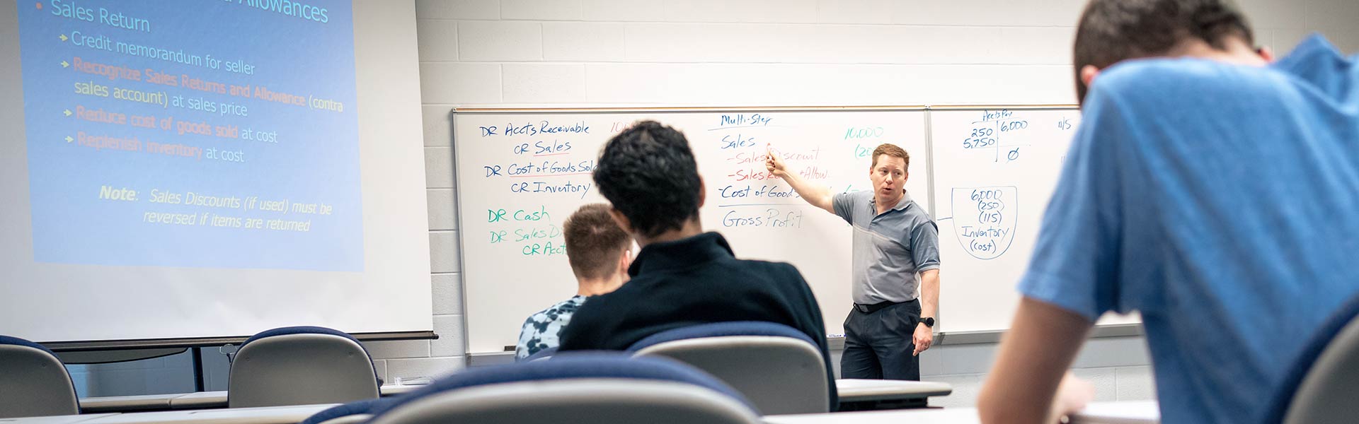 Business teacher lecturing