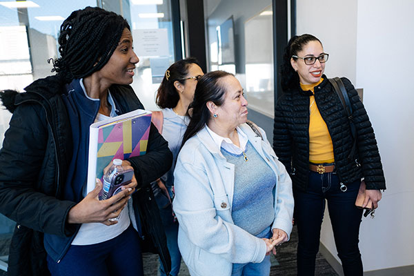 Students and parents touring the Lakeshore Campus