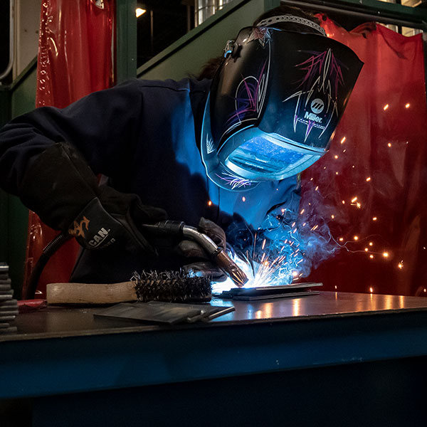 Student practicing welding skills