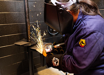 Student doing welding