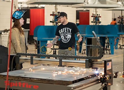 View of students in the welding lab at ATC in Gurnee